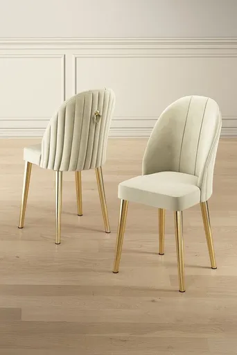 Sada židlí (6 kusů) Mara - Cream, Gold
