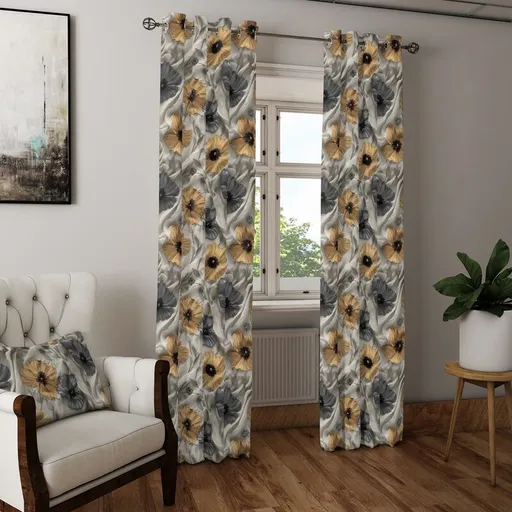 Zatemňovací dekorační závěs nebo látka, Blackout , Květy , 150 cm 150 cm