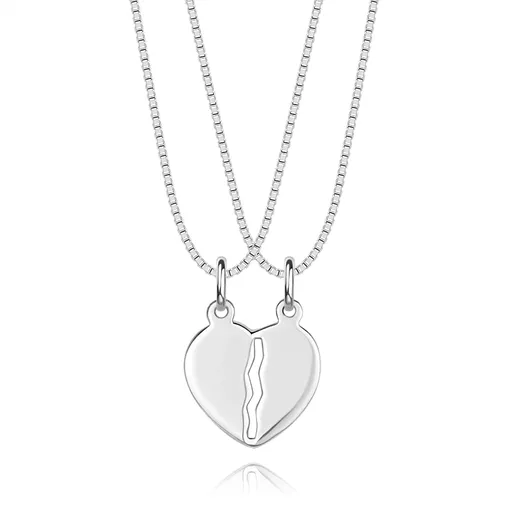 Náhrdelník ze stříbra 925 - srdce s klikatým výřezem, dva řetízky