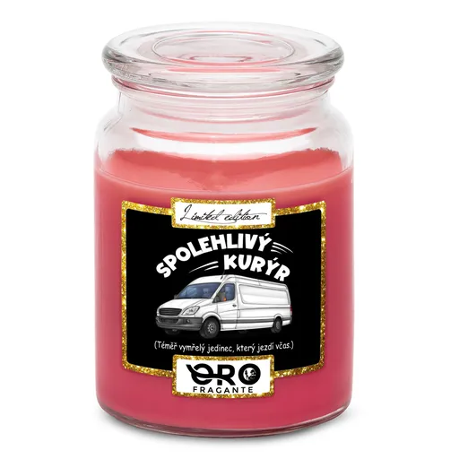 Svíčka Spolehlivý kurýr (Vůně svíčky: Višně v čokoládě)