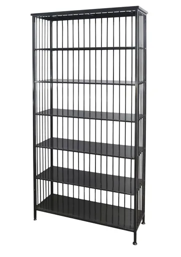 Černý kovový regál/ knihovna s policemi Vinni - 95*38*195cm 40027124