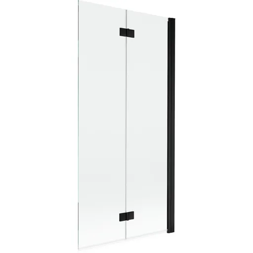 MEXEN MIST vanová zástěna 90x150 cm 6mm 2-s, černá, čirá, pravá 8A9-090-002-70-00-P