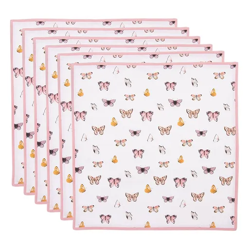 Sada 6 ks bavlněné ubrousky s motýlky Butterfly Paradise - 40*40 cm BPD43