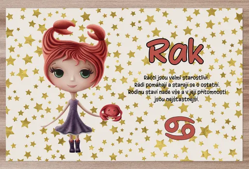 Prostírání Znamení pro děti Rak (22.6. - 22.7.)