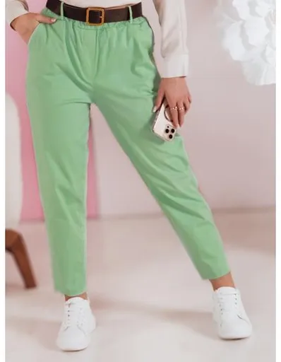 Dámské kalhoty s páskem SOFELIA světle zelené