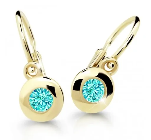 Cutie Jewellery Dětské náušnice ze žlutého zlata C2589-10-X-1 světle zelená