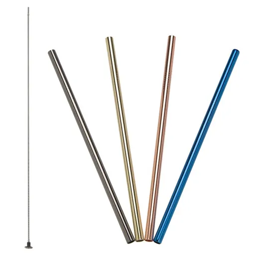 Lurch Trendy nerezová brčka 00240991 -21,5 cm barevná (4 ks+ kartáček)