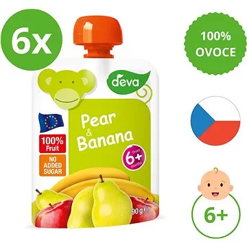 DEVA hruška, banán 6×90 g (8591119903648)
