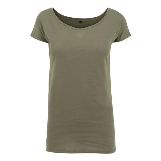 Build Your Brand Dámské tričko s lodičkovým výstřihem - Olivová | L