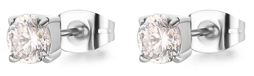 S'Agapõ Ocelové náušnice pecky s čirým krystalem Dazzly SDZ47