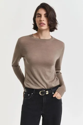 SVETR GANT FINE MERINO C-NECK TAUPE BEIGE