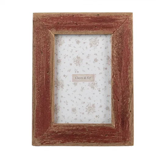 Červený antik dřevěný fotorámeček Rustic - 16*2*21 cm / 10*15 cm Clayre & Eef