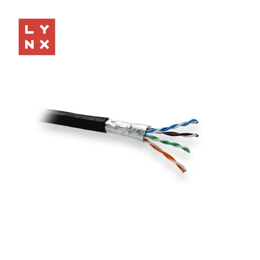 LYNX FTP kabel, Cat5e, PE (Fca), 0, 5mm, celoměděný, venkovní, černý, box 305m