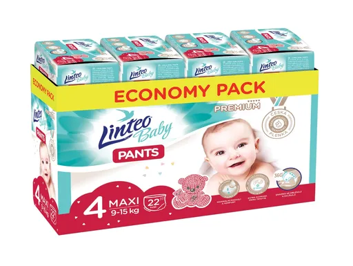 Linteo Baby Pants PREMIUM 4 Maxi 9-15 kg kalhotkové plenky 88 ks