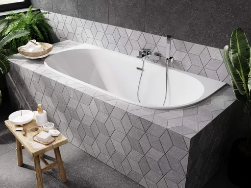 BESCO Asymetrická vana VICA SLIM+ bílá, sifon se štěrbinovým přepadem Barva sifonu Grafitová, Nožičky k vaně Bez nožiček, Rozměr vany 170 × 80  VANVIC170SLIMG