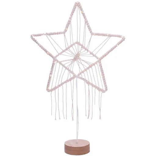 LED vánoční hvězda stolní, pletená, 35 x LED, 2 x AAA