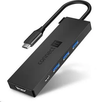 CONNECT IT USB-C hub, 5v1 (USB-C, 3xUSB-A, HDMI), externí, Antracitová