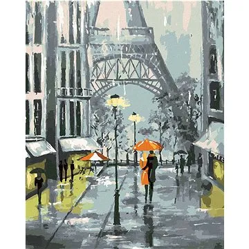 Diamondi - Diamantové malování - PAŘÍŽ A PROCHÁZEJÍCÍ SE PÁR, 40x50 cm, bez rámu a bez vypnutí plátn (604761A)