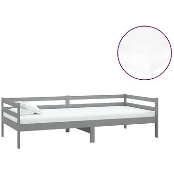 Shumee válenda s matrací 90×200 cm šedá masivní borové dřevo, 3083561 (3083561)