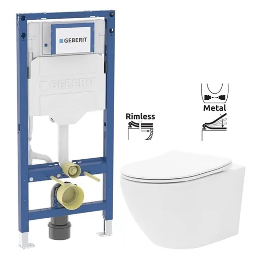 GEBERIT Duofix bez tlačítka + WC REA Carlo Flat Mini Rimless + SEDÁTKO 111.300.00.6 CF1