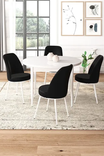 Dining Table & Chairs Set (5 Pieces) Tor - White, Black