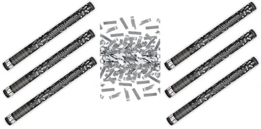 Konfety 60cm STŘÍBRNÉ METALICKÉ 6 ks - PARTYKONF