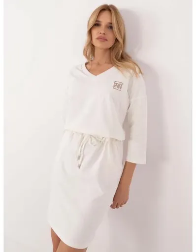 Ecru teplákové šaty s 3/4 rukávy