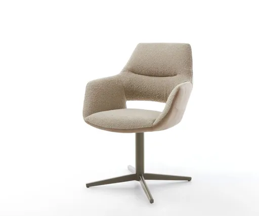 Jídelní židle Yago-Flex s područkami kombinace materiálů tmavě