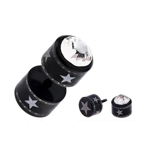 Ocelový fake piercing do ucha, čirý zirkon, hvězdy