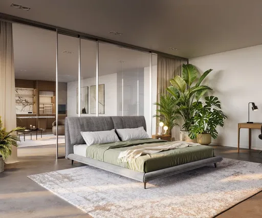 Čalouněná postel Cusino 180x200 cm mikrovlákno šedá