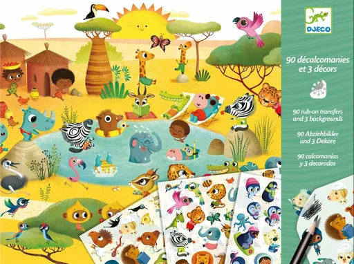 Sada s protlačovacími obrázky savana, poušť a severní pól