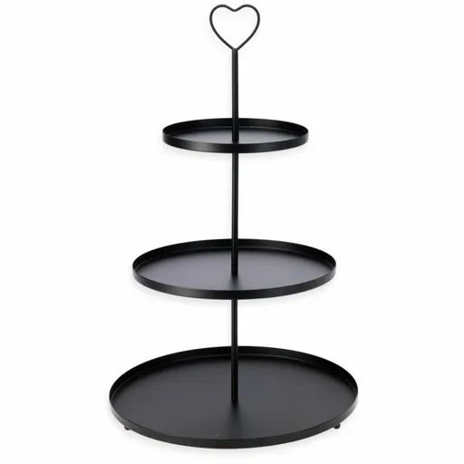 Kovový etažér 3 patra, 30 × 30 × 48 cm, černá