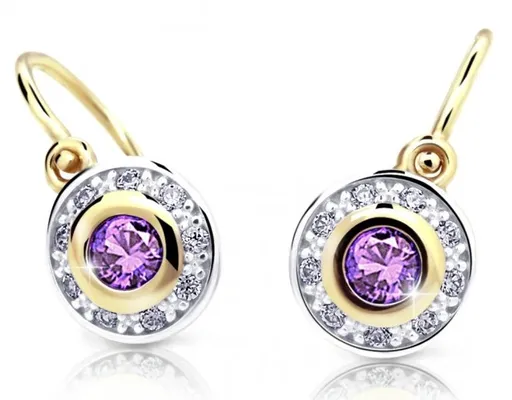 Cutie Jewellery Třpytivé dětské bicolor náušnice C2400-10-X-1 fialová