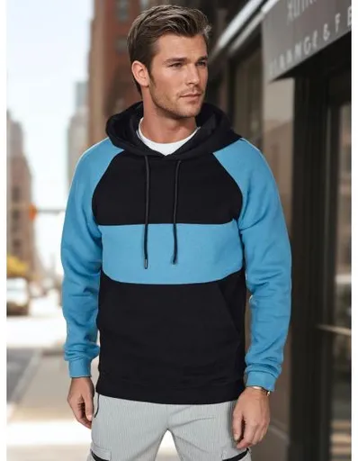 Pánská mikina basic s kapucí, černá s námořnickými pruhy