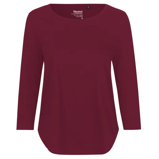 Neutral Dámské tričko s 3/4 rukávem z organické Fairtrade bavlny - Bordeaux | XL