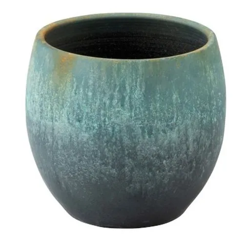 Azurovo-rezavý keramický květináč Vintage - Ø 34*30cm J-Line by Jolipa