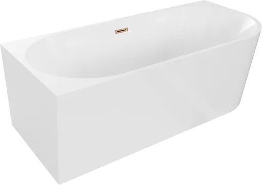 MEXEN/S Mia volně stojící rohová vana levá 170 x 80, bílá, sifon a přepad růžové zlato 52691708000L-60