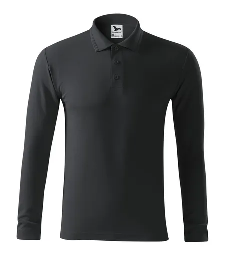 MALFINI Pánská polokošile s dlouhým rukávem Pique Polo LS - Ebony gray | 3XL