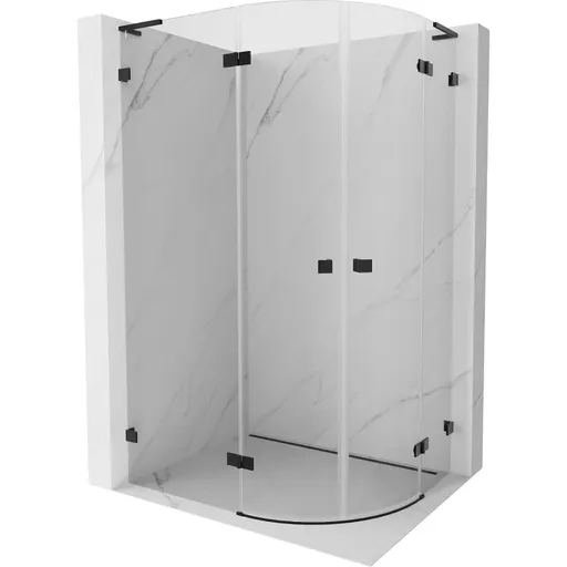 MEXEN/S Lunar L sprchový kout čtvrtkruh křídlový levá 100 x 80, transparent, černá 833L-100L-080P-70-00