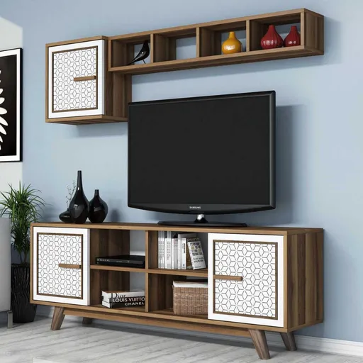 TV stěna / Sestava pod TV Ayla - Walnut, White