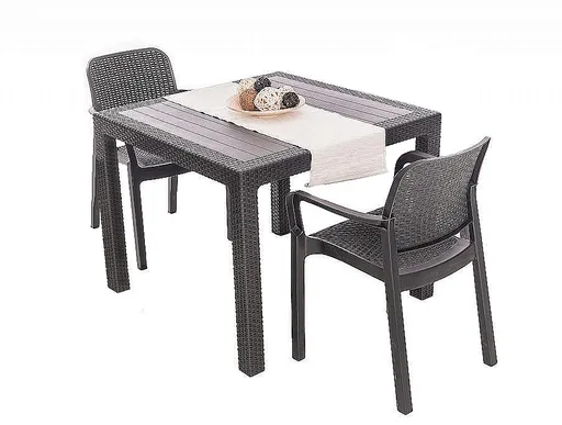 DEOKORK Zahradní ratanová sestava KARA MINI 1+2 (antracit)