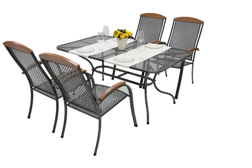 DEOKORK Zahradní kovová sestava PROVENCE I. 1+4 Stůl obdelníkový 145x90 cm