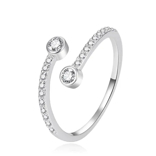 Agato Něžný otevřený stříbrný prsten se zirkony AGT-R62W 52 mm