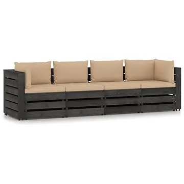 4místná zahradní pohovka s poduškami šedě impregnované dřevo, 3068219 (3068219)