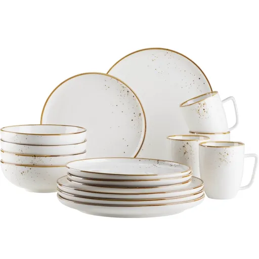 Mäser 16dílná sada nádobí Pintar White hnědé tečky