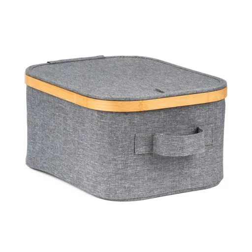 Úložný box G21 24 x 30 x 15 cm, bambusový s víkem, šedý