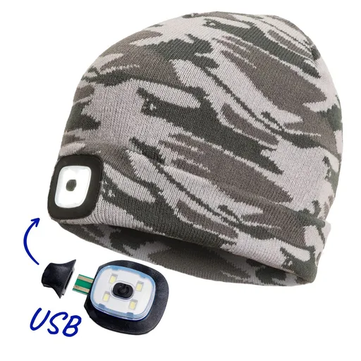 Cerva Čepice se světlem DEEL LED - Maskáčová šedá