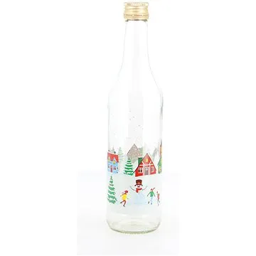Cerve láhev s víčkem 0,5L dekor SNOW VILLAGE (X30222)