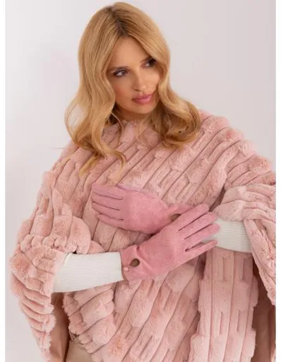 Dámské rukavice s ozdobnými knoflíky POTA světle růžové