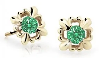 Cutie Jewellery Roztomilé dětské náušnice ze žlutého zlata C2212-30-X-1 zelená